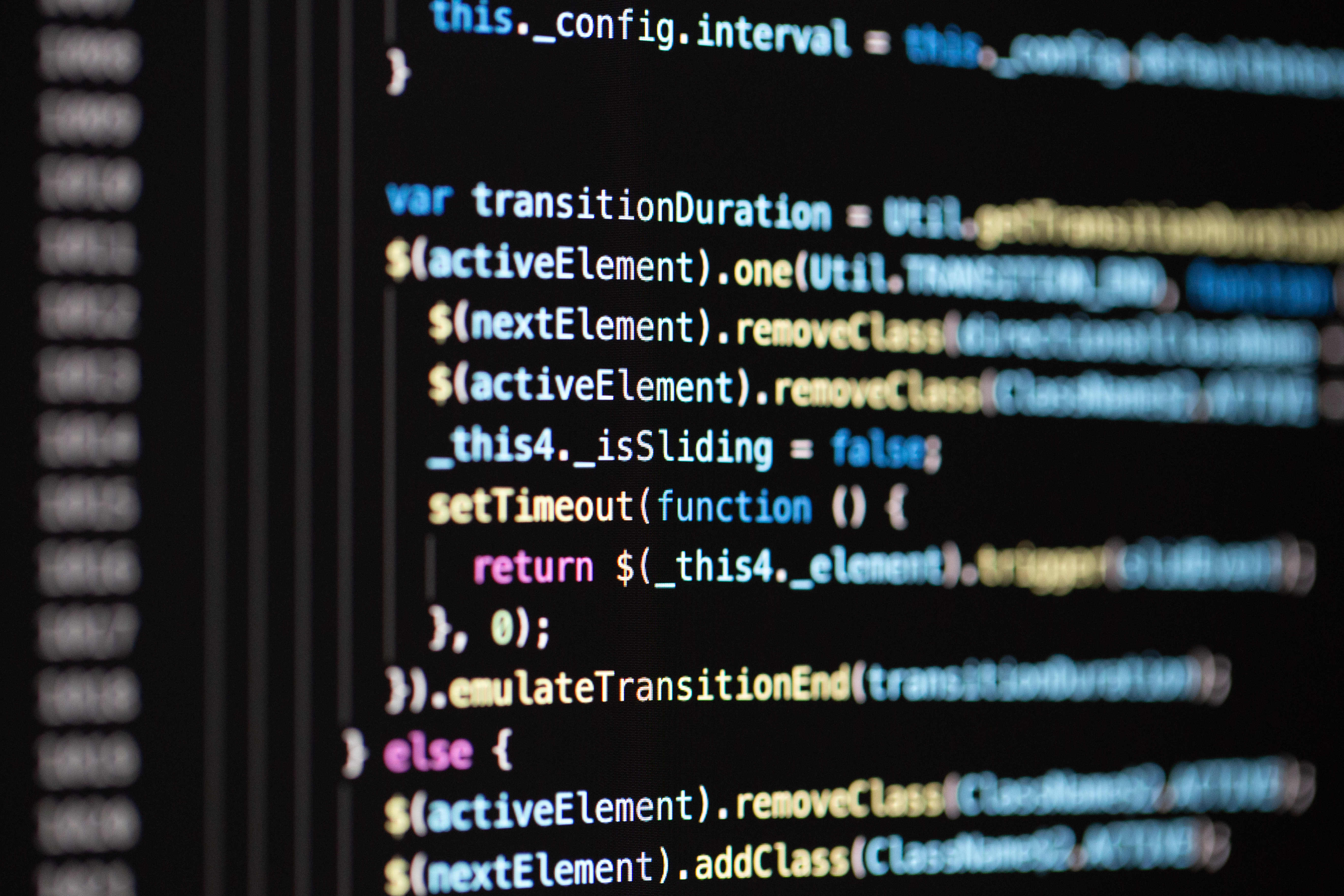 An image of a colorful programming code.